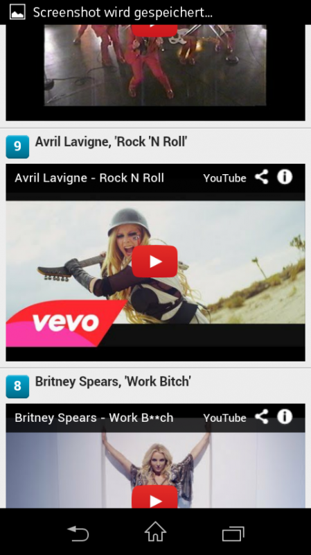 Platz 9 Avril Lavinge Rock N Roll ( Letzte Woche Platz 10