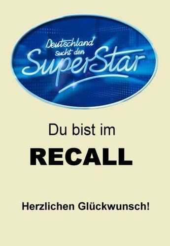 Ja, sie soll in den Recall!